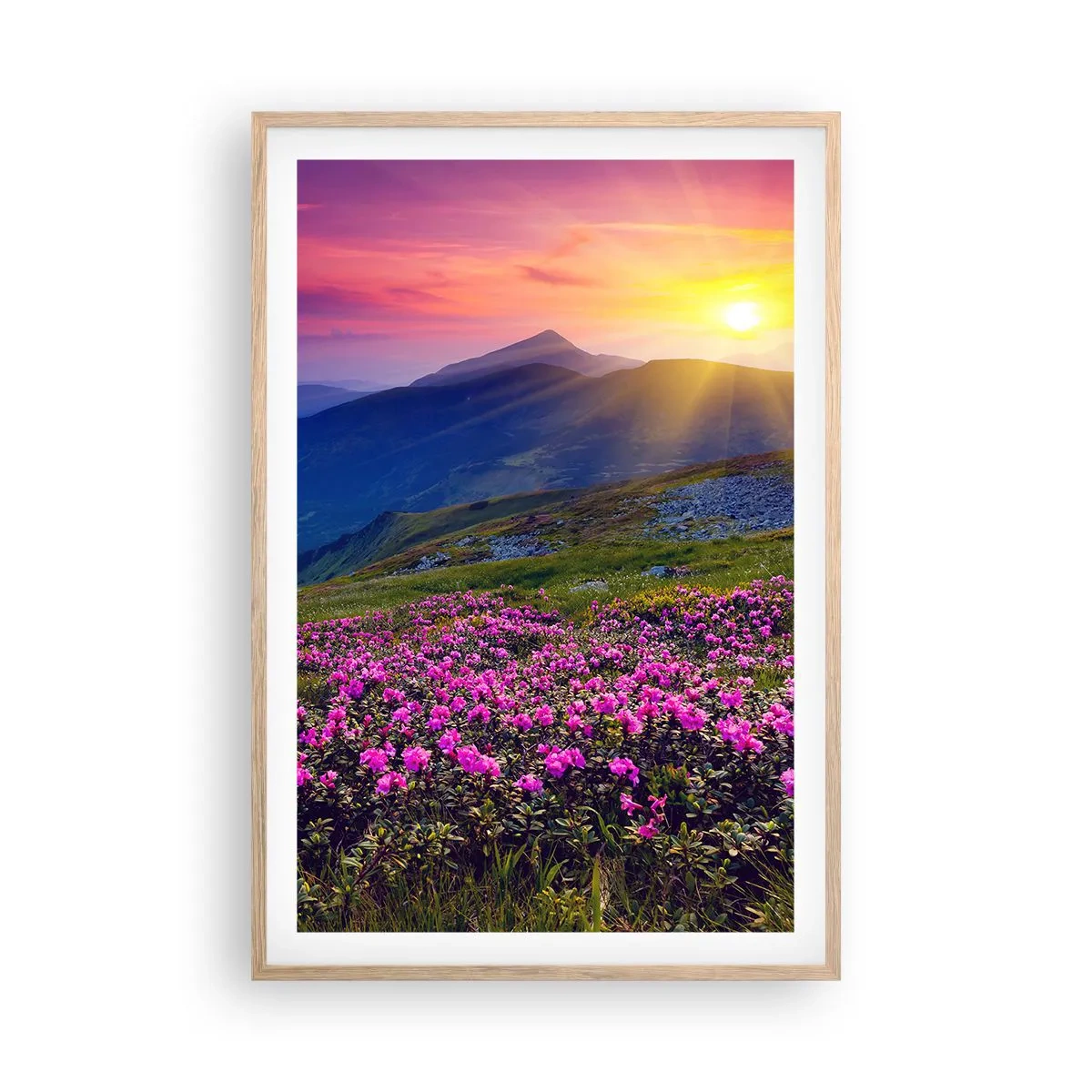 Affiche dans un chêne clair - Poster - … Et autour, ça sent le pin des montagnes et l'odeur de la prairie - 61x91 cm