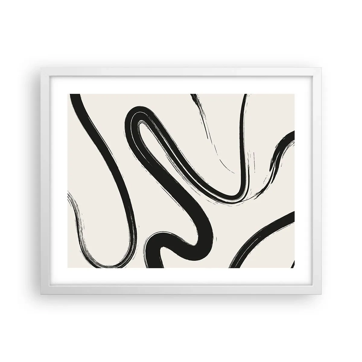 Affiche dans un cadre blanc - Poster - Fantaisie en noir et blanc - 50x40 cm