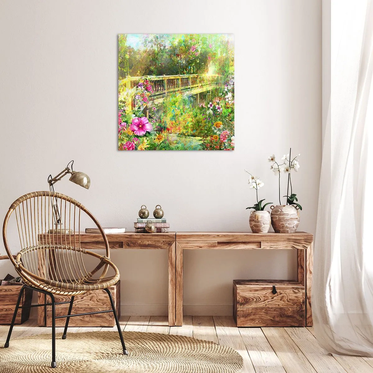 Impression sur toile - Image sur toile - Le soupire d'un pont de printemps - 60x60 cm