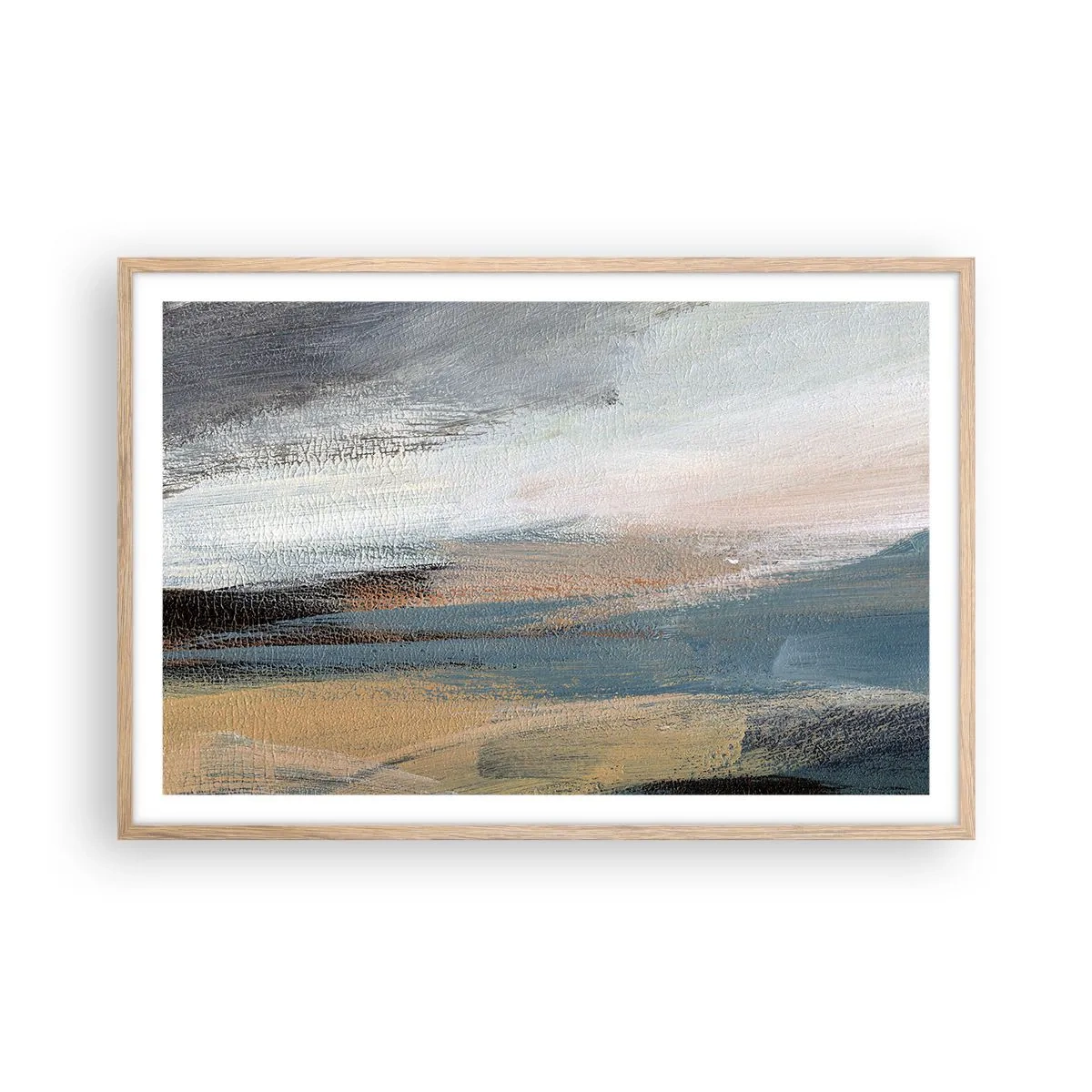 Affiche dans un chêne clair - Poster - Abstraction : paysage nordique - 91x61 cm