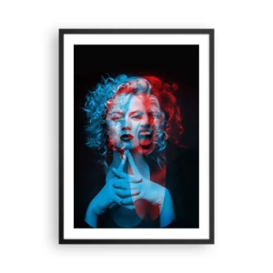 Affiche dans un cadre noir - Poster - Portrait artistique d'une femme en effets 3D en rouge et bleu. - 50x70cm - Alter ego - Décoration murale moderne pour le salon et la chambre ARTTOR