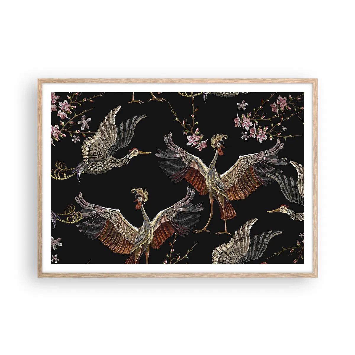Affiche dans un chêne clair - Poster - Un oiseau de conte de fées - 100x70 cm