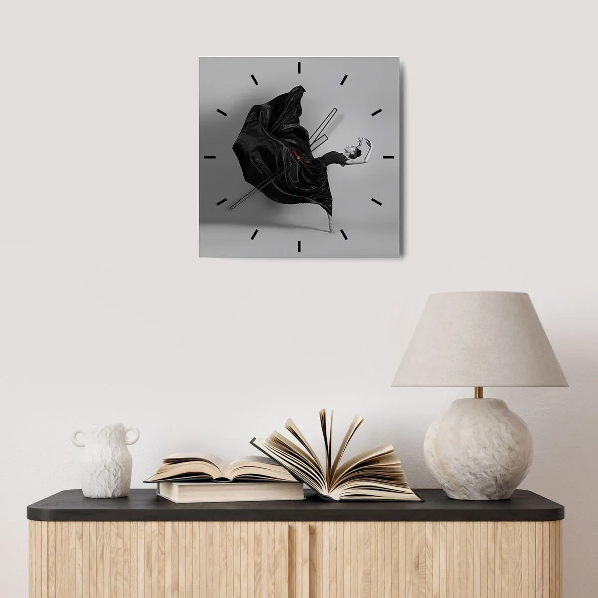 Horloge murale - Pendule murale - Musique ailées - 40x40 cm