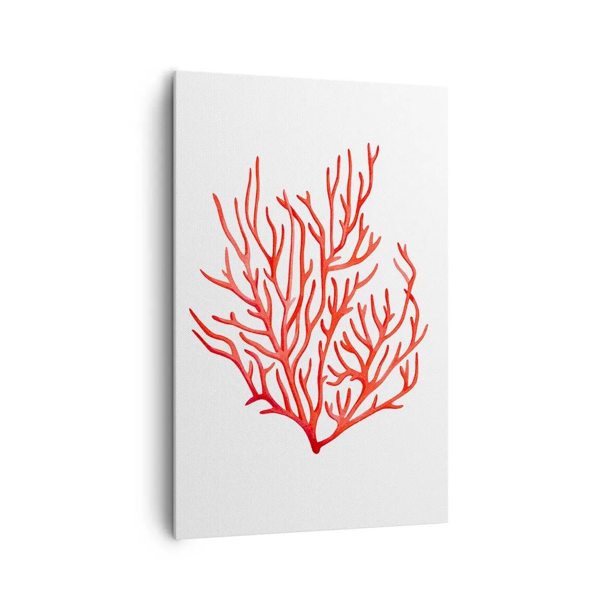 Impression sur toile - Image sur toile - Corail rouge sur fond blanc dans un style minimaliste - 80x120cm - Filigrane de corail - Décoration murale moderne pour le salon et la chambre ARTTOR