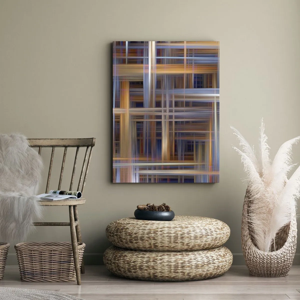 Impression sur toile - Image sur toile - Motifs géométriques abstraits aux couleurs pastel - 80x120cm - Tissé de lumière - Décoration murale moderne pour le salon et la chambre ARTTOR