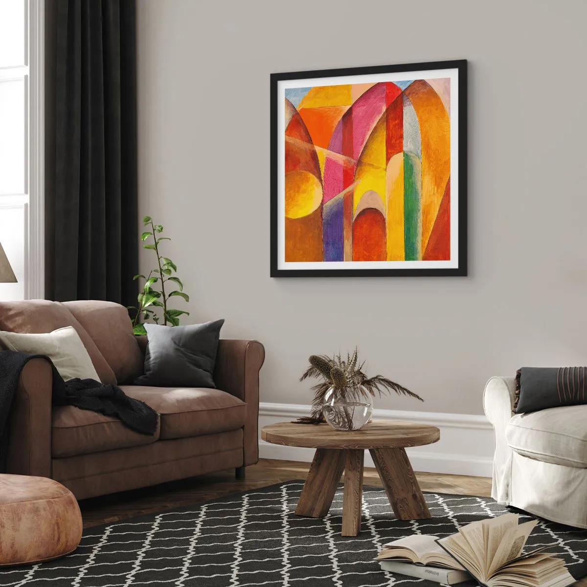 Affiche dans un cadre noir - Poster - Cathédrale du soleil - 60x60 cm