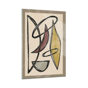 Impression sur verre - Image sur verre - Abstraction géométrique en jaune et rouge - 50x70cm - Verticales et horizontales - Décoration murale moderne pour le salon et la chambre ARTTOR