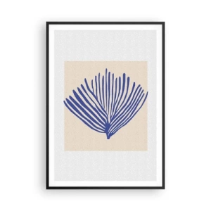 Affiche dans un cadre noir - Poster - Éventail bleu - 70x100 cm