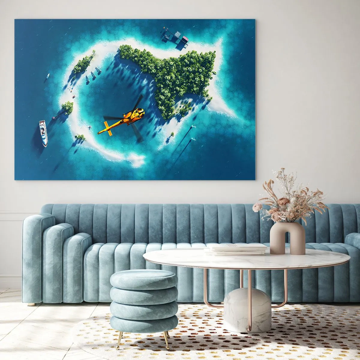 Impression sur verre - Image sur verre - Achetez-vous une île - 120x80cm - Achetez-vous une île - Décoration murale moderne pour le salon et la chambre ARTTOR