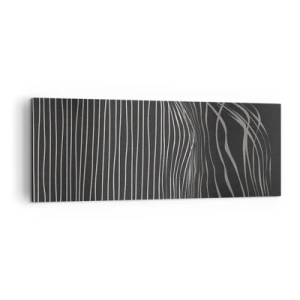 Impression sur toile - Image sur toile - Lignes blanches sur fond gris foncé dans un arrangement abstrait - 140x50cm - Rythme et accent - Décoration murale moderne pour le salon et la chambre ARTTOR