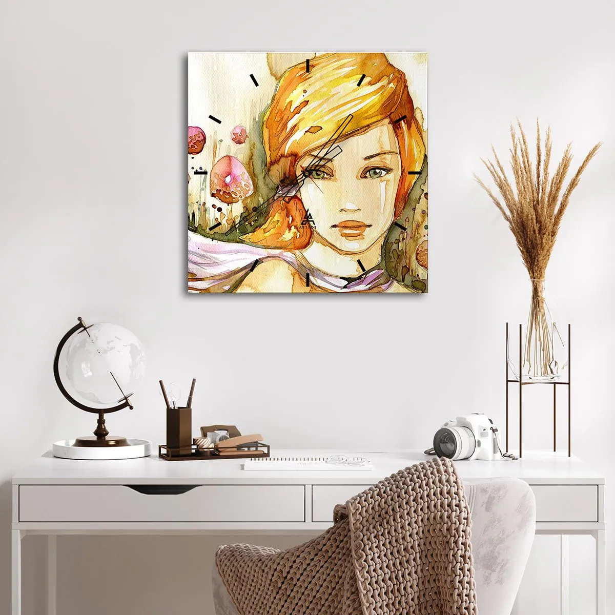 Horloge murale - Pendule murale - Un regard émeraude qui calme la colère - 30x30 cm