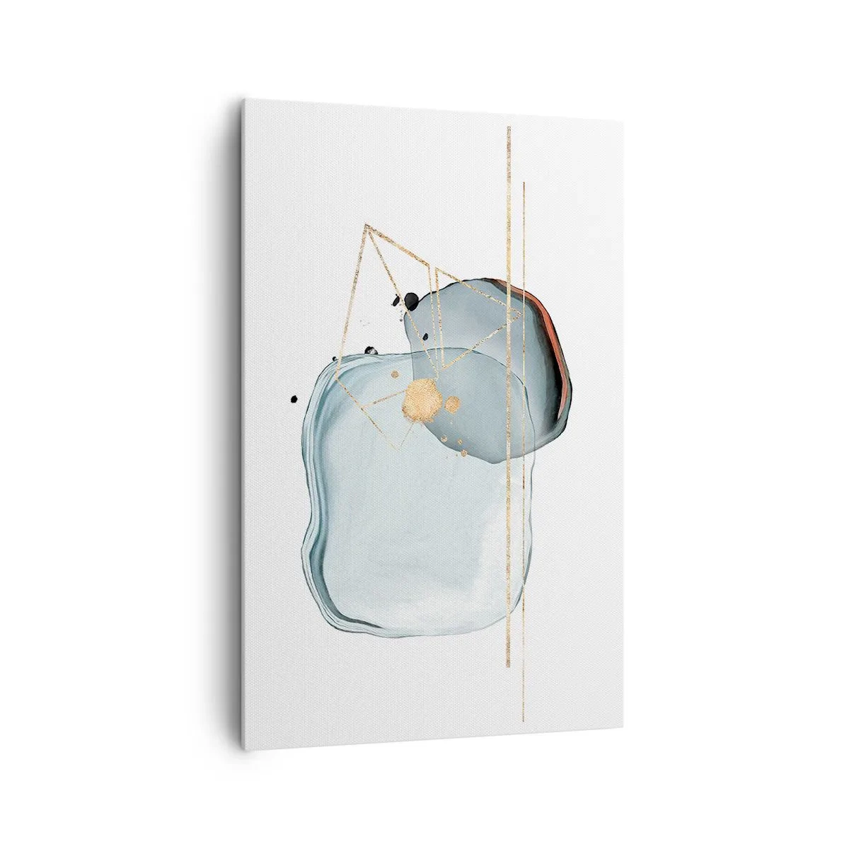 Impression sur toile - Image sur toile - Formes abstraites dans des tons de bleu et d'or sur fond blanc - 80x120cm - Etude des gouttes - Décoration murale moderne pour le salon et la chambre ARTTOR