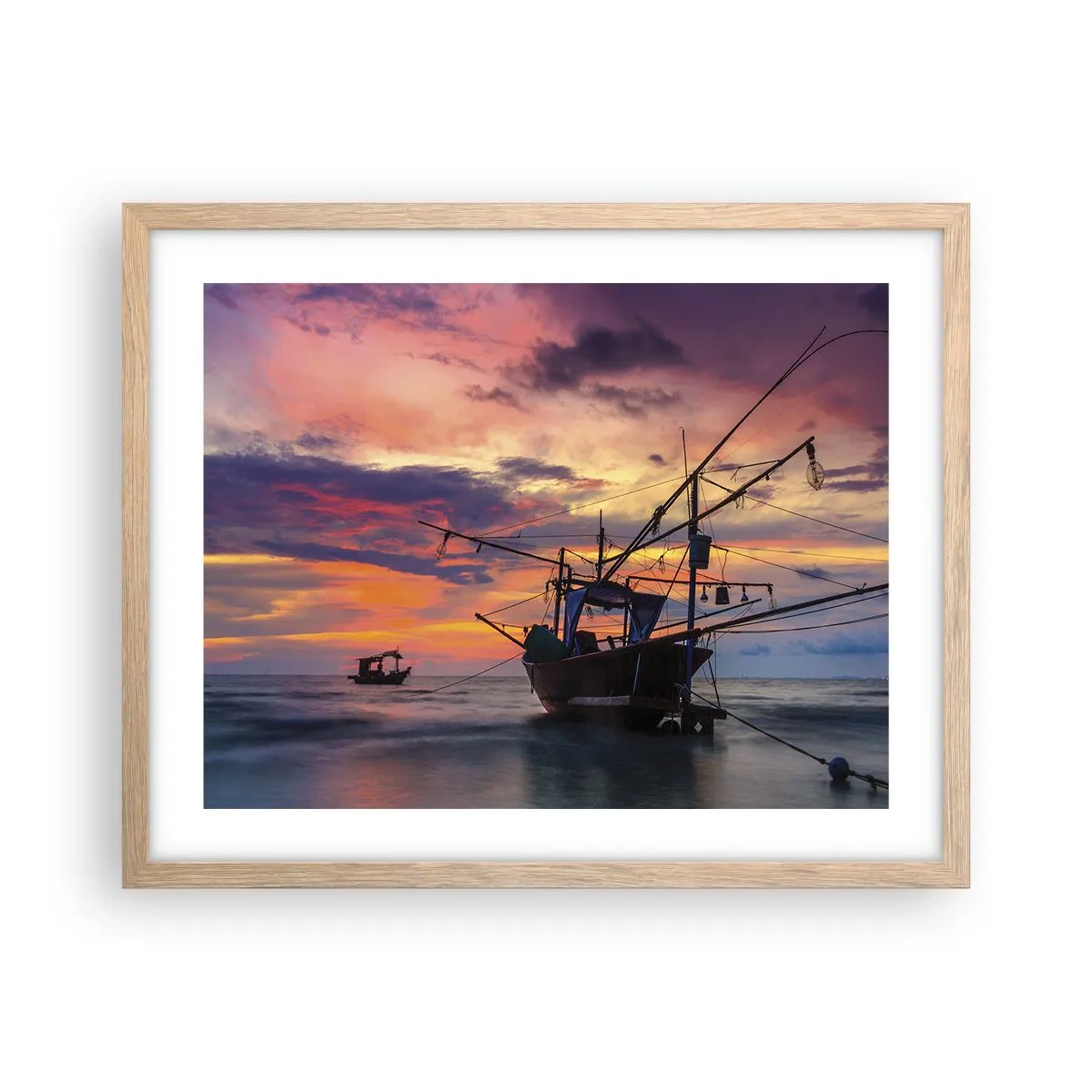 Affiche dans un chêne clair - Poster - Soirée exotique - 50x40 cm