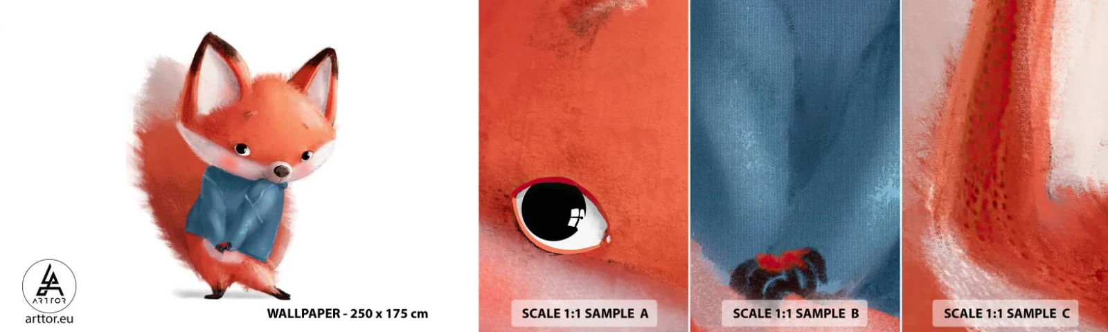 Échantillon de Papier Peint Autocollant Deluxe Sticker - Est-ce que ça me va? - Pour les enfants, Renard, Conte de fées - 100x30 cm