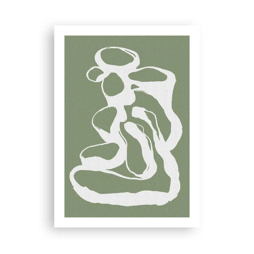 Affiche - Poster - Composition abstraite blanche sur fond vert - 50x70cm - L'appel de l'espace - Décoration murale moderne pour le salon et la chambre ARTTOR
