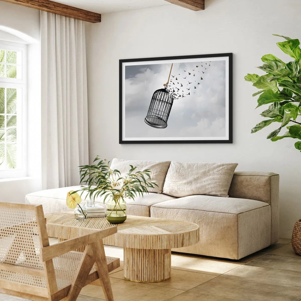 Affiche dans un cadre noir - Poster - Foie...Espoir...Liberté! - 91x61 cm