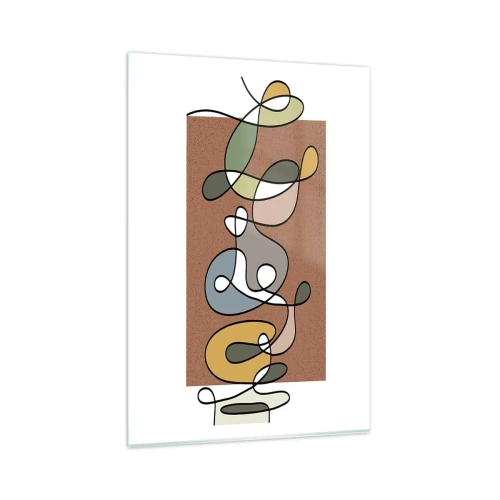 Impression sur verre - Image sur verre - Abstraction colorée avec des taches et des lignes - 80x120cm - Une abstraction qui mérite le sourire - Décoration murale moderne pour le salon et la chambre ARTTOR