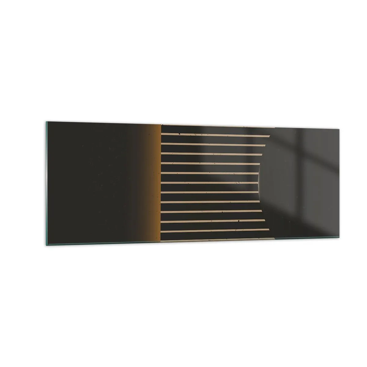 Impression sur verre - Image sur verre - Motif géométrique à rayures sur fond sombre - 140x50cm - Explorez les ténèbres - Décoration murale moderne pour le salon et la chambre ARTTOR
