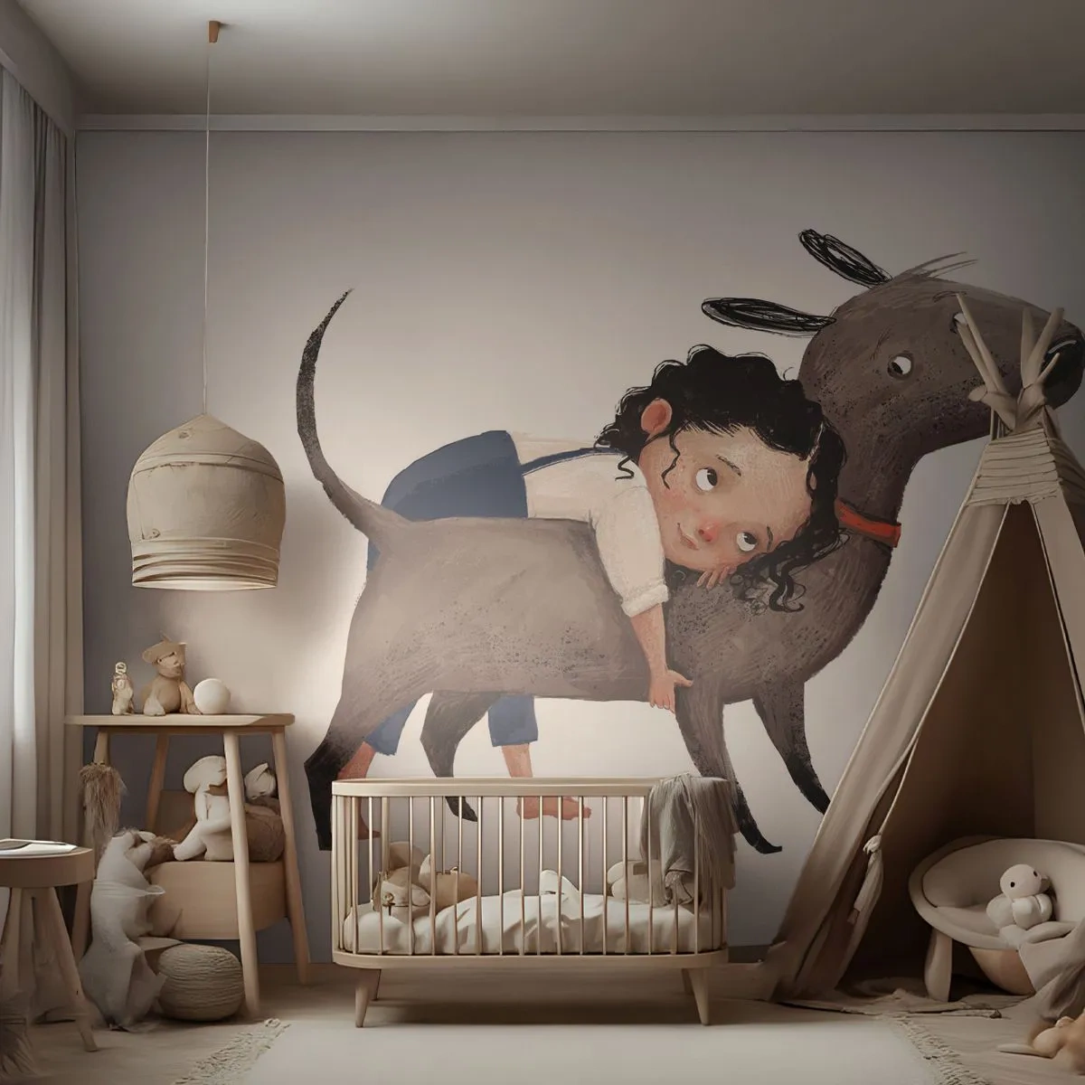 Papier Peint Photo Standard Eco - Les meilleurs amis - Pour les enfants, Chien, Fille - 500x350 cm