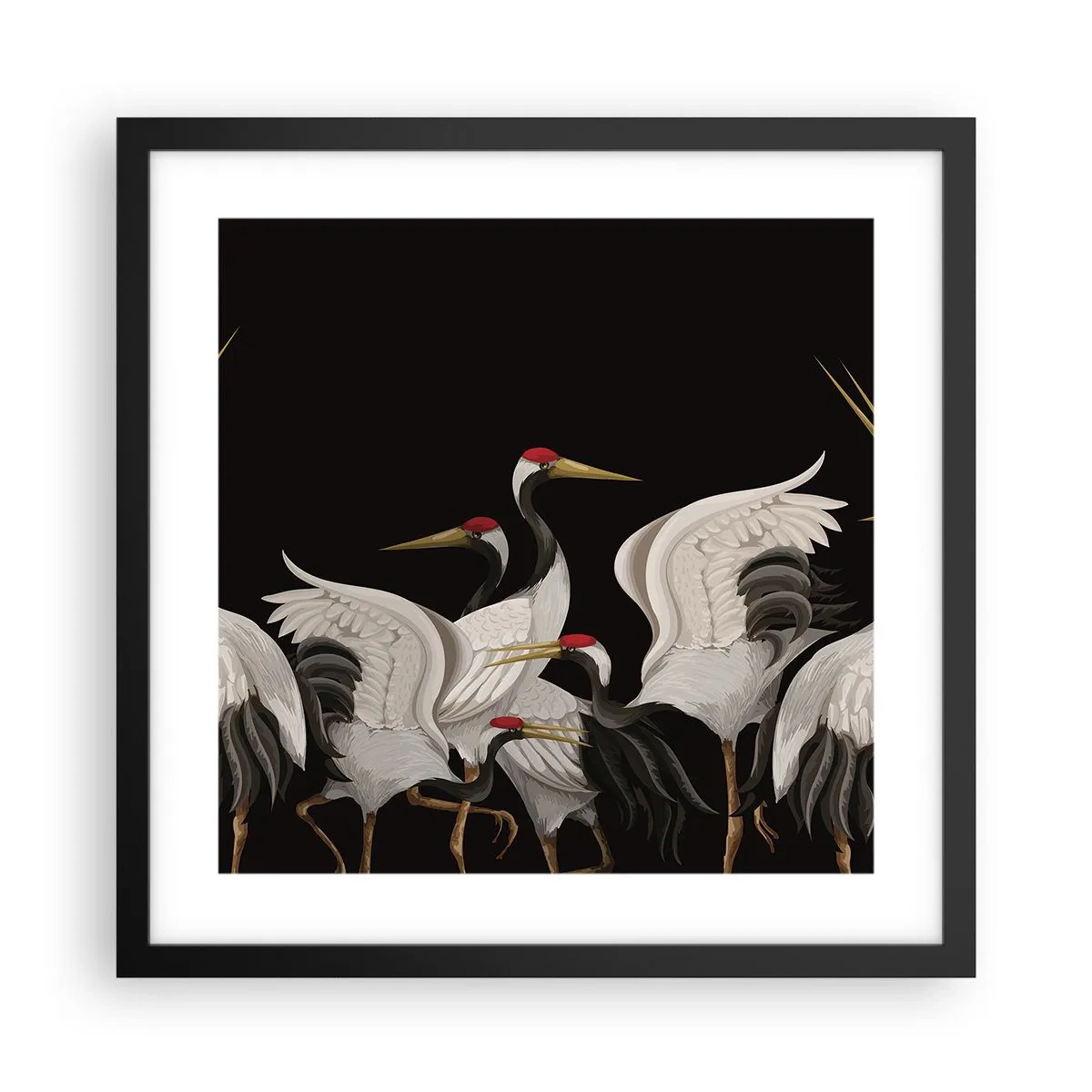 Affiche dans un cadre noir - Poster - Histoire d'oiseaux - 40x40 cm