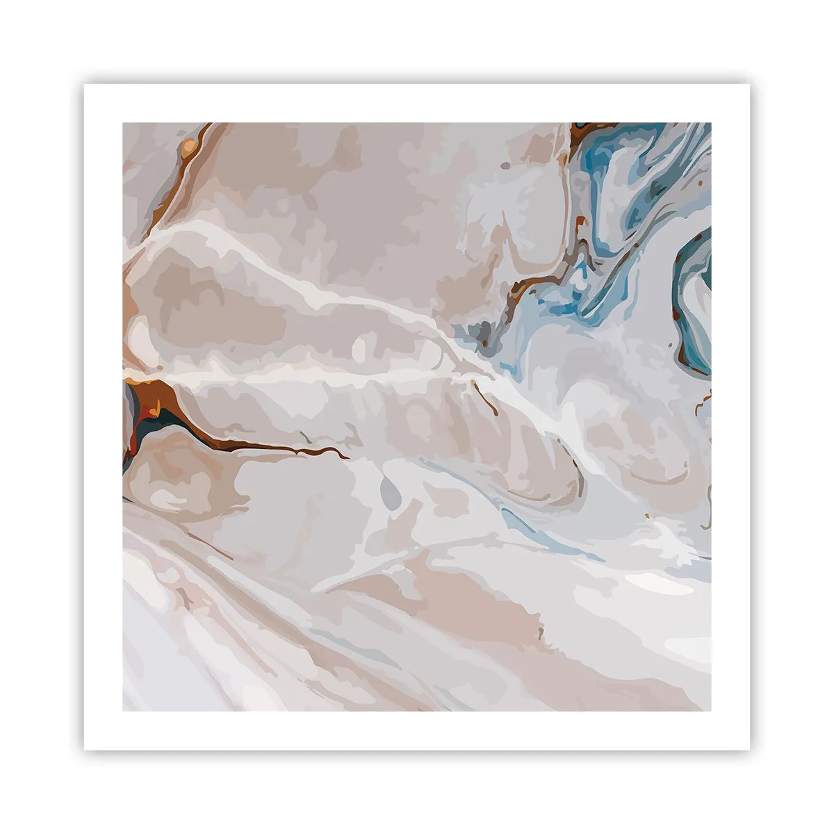 Affiche - Poster - Le bleu serpente sous le blanc - 60x60 cm