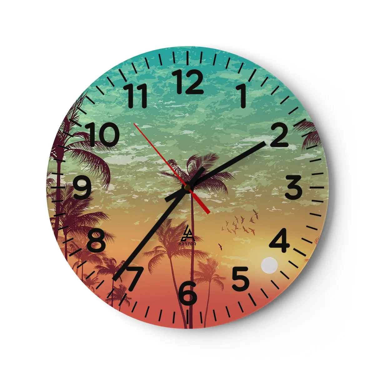 Horloge murale - Pendule murale - Ambiance tropicale - 30x30 cm