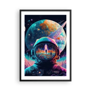 Affiche dans un cadre noir - Poster - Astronaute sur fond de paysage cosmique - 50x70cm - Les philosophes n'en ont pas rêvé - Décoration murale moderne pour le salon et la chambre ARTTOR