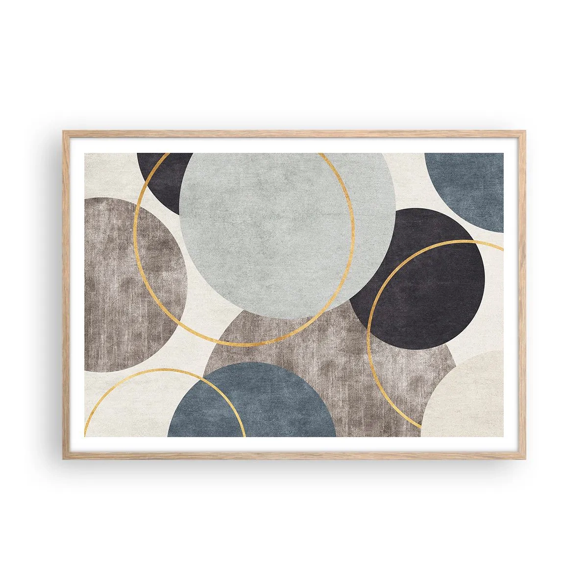 Affiche dans un chêne clair - Poster - Cercles sur cercles - 100x70 cm