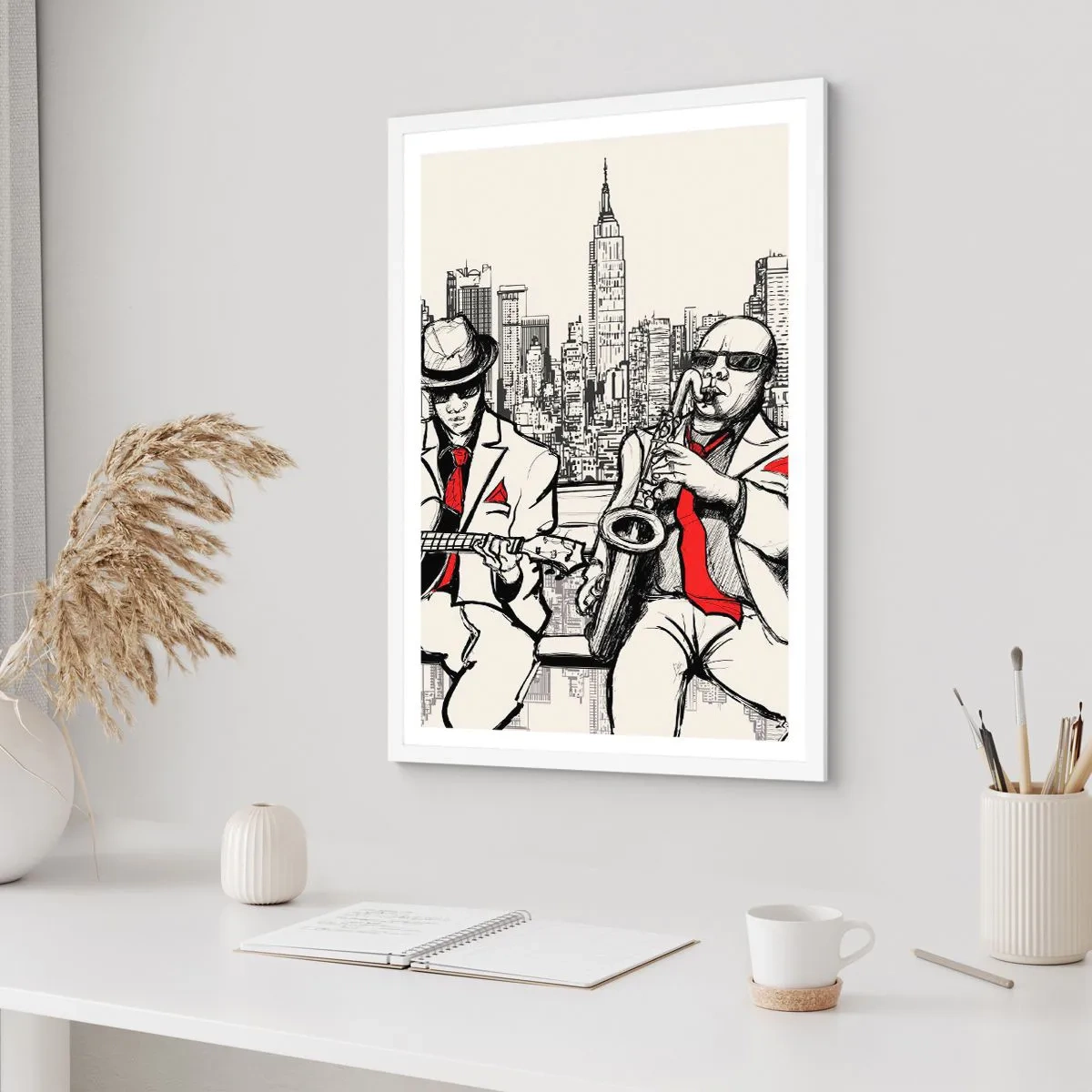 Affiche dans un cadre blanc - Poster - improvisation new-yorkaise - 50x70 cm