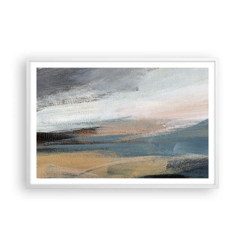 Affiche dans un cadre blanc - Poster - Abstraction : paysage nordique - 91x61 cm