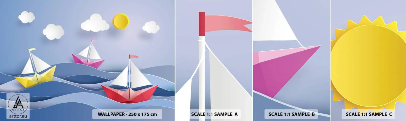 Échantillon De Papier Peint Standard Eco - Ah qu'il est agréable de se balancer dans les vagues - Pour les enfants, Nautique, Lodz - 100x30 cm