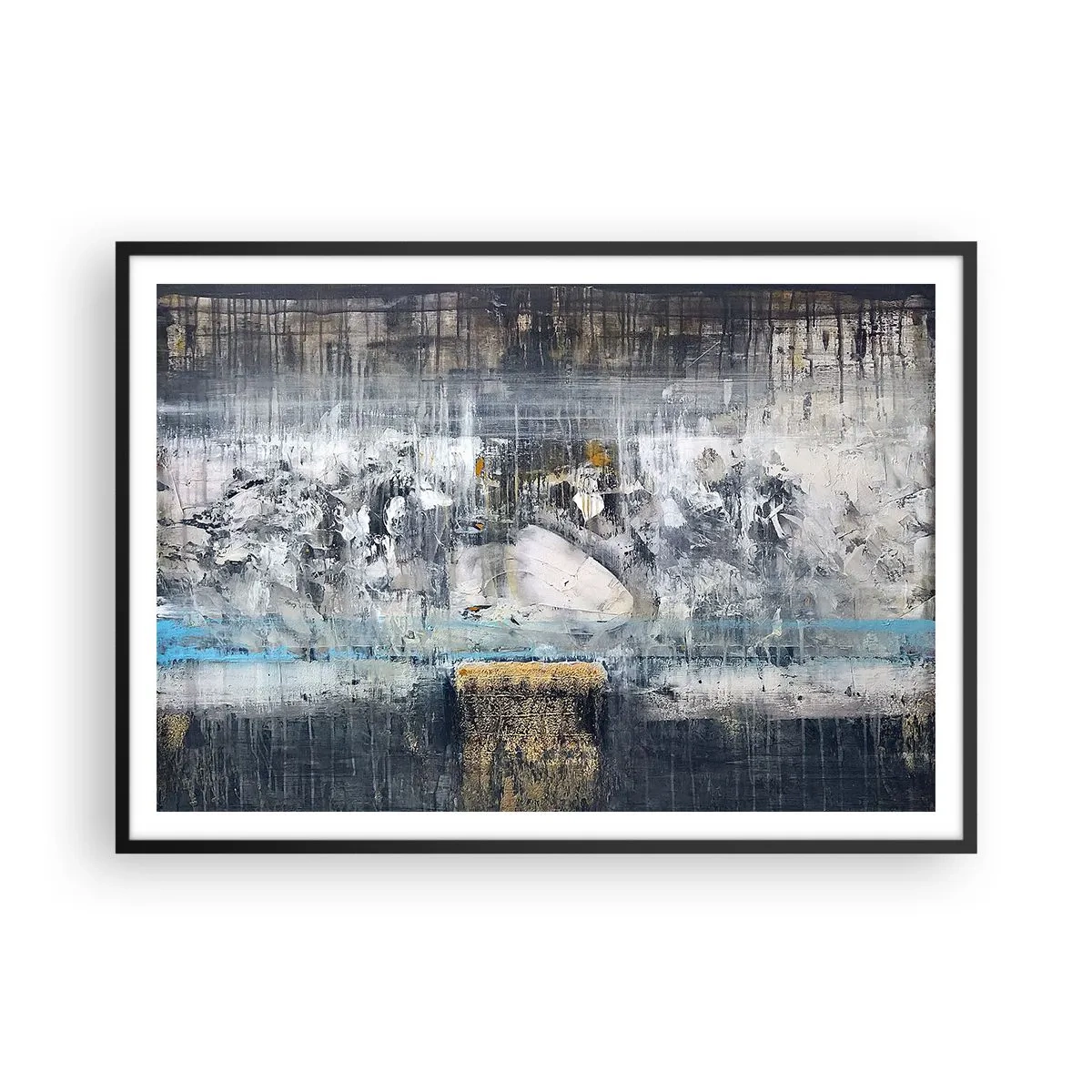 Affiche dans un cadre noir - Poster - Composition abstraite aux tons froids - 100x70cm - Comme sur la glace, comme après décembre - Décoration murale moderne pour le salon et la chambre ARTTOR