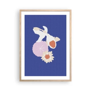 Affiche dans un chêne clair - Poster - Composition de fleurs et de bourgeons - 50x70 cm