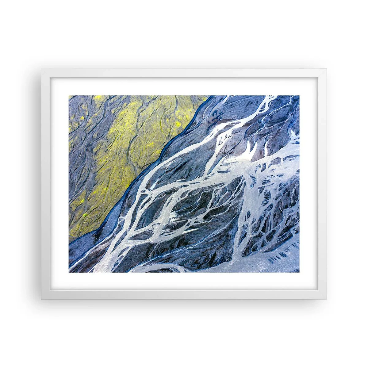 Affiche dans un cadre blanc - Poster - Peintures rupestres de la nature - 50x40 cm