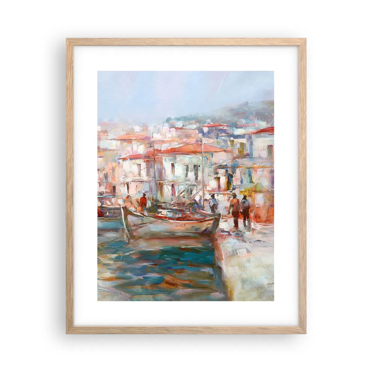Affiche dans un chêne clair - Poster - Vacances pastelles - 40x50 cm