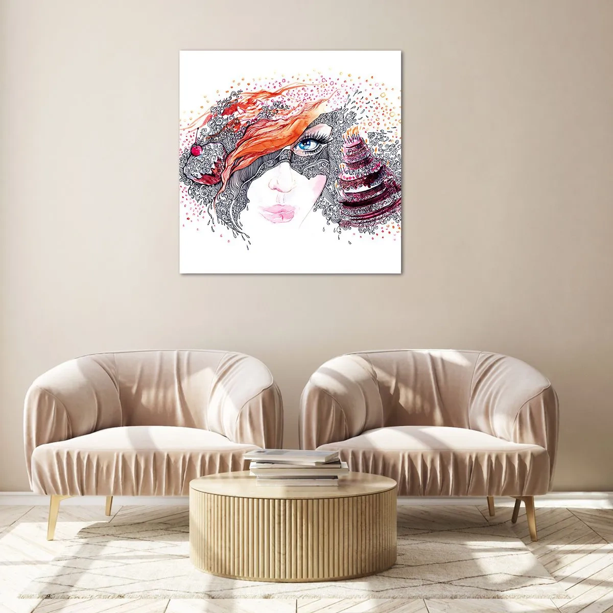 Impression sur verre - Image sur verre - Avec elle, c'est tous les jours la fête - 70x70 cm