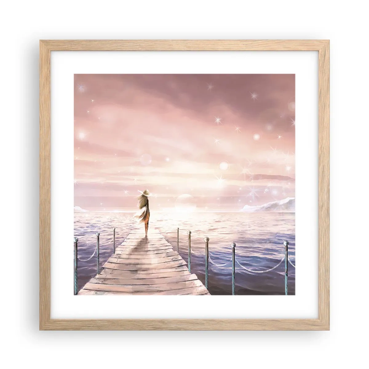 Affiche dans un chêne clair - Poster - A la lumière d'un rêve - 40x40 cm