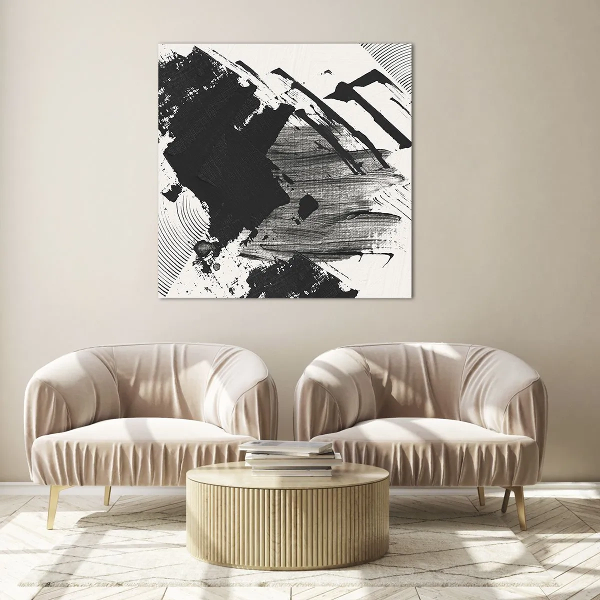 Impression sur verre - Image sur verre - Abstraction – expression du noir - 60x60 cm