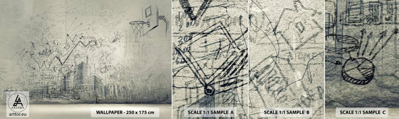 Échantillon de Papier Peint Autocollant Deluxe Sticker - Ma vie fantastique en ville - Graffiti, Morceau, Graphique - 100x30 cm