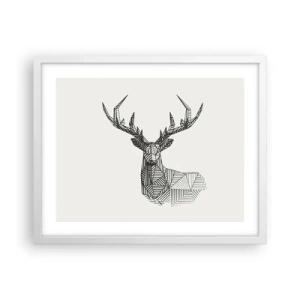 Affiche dans un cadre blanc - Poster - Cerf dans un style cubique - 50x40 cm