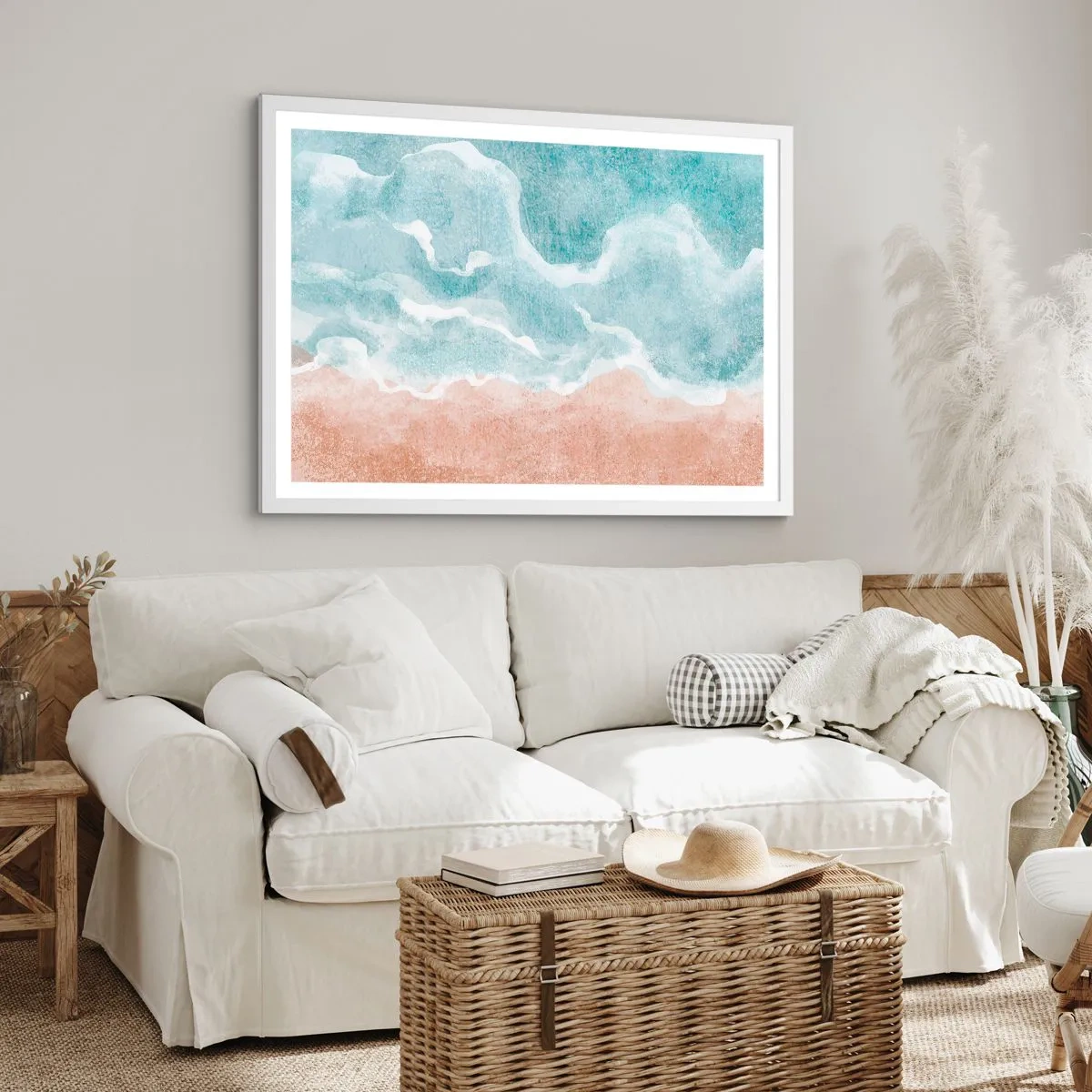 Affiche dans un cadre blanc - Poster - Abstraction du nuage - 50x40 cm