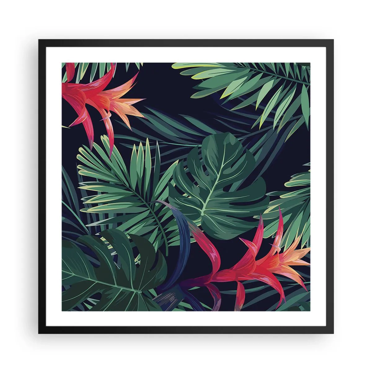 Affiche dans un cadre noir - Poster - immergé dans la nature - 60x60 cm