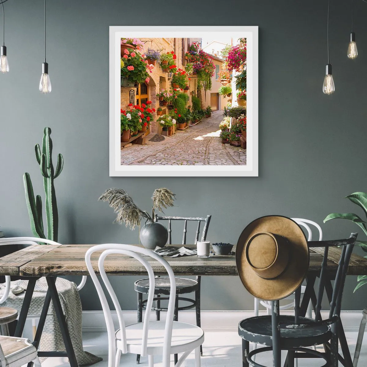 Affiche dans un cadre blanc - Poster - Une inondation de fleurs  - 50x50 cm