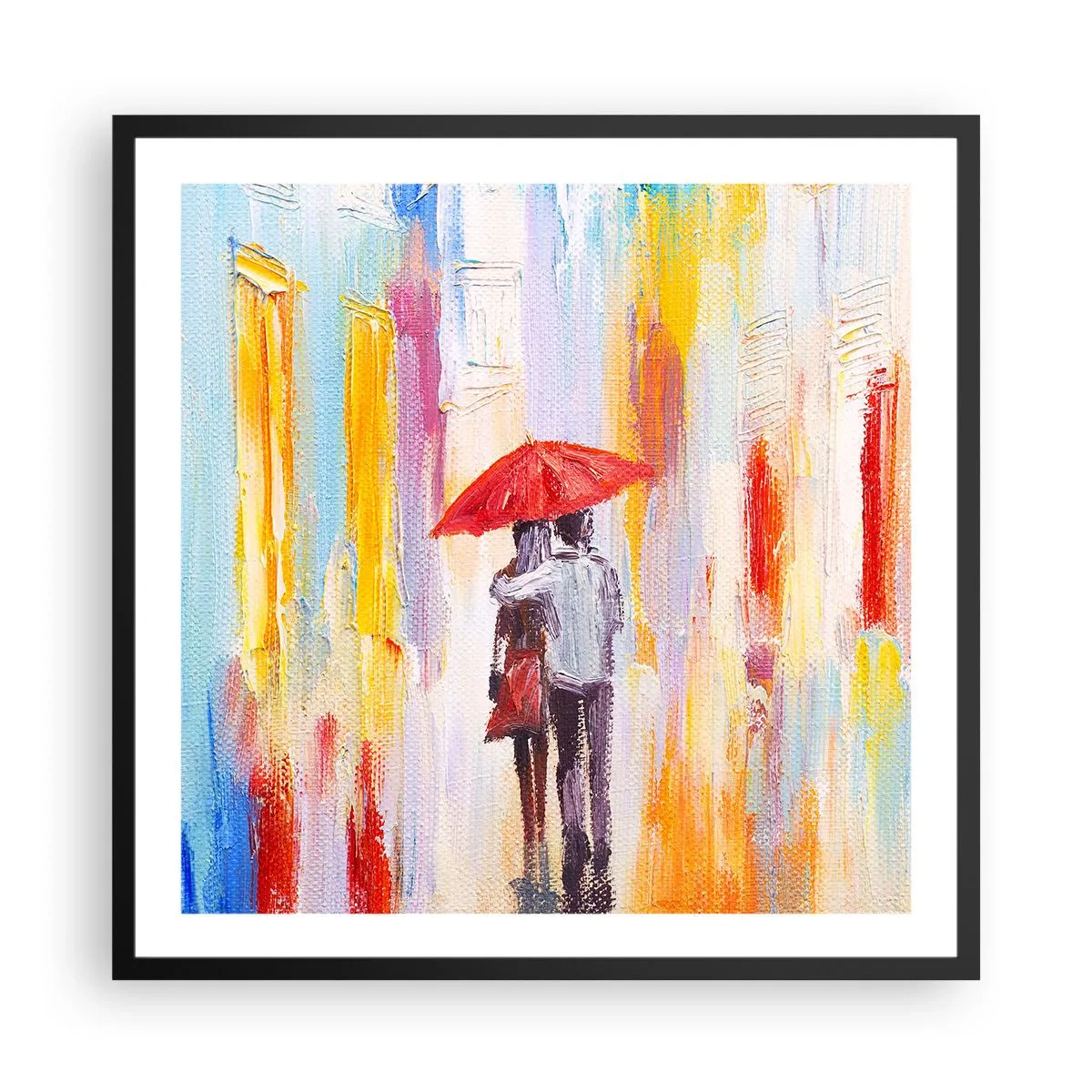 Affiche dans un cadre noir - Poster - Qu'il pleuve encore - 60x60 cm