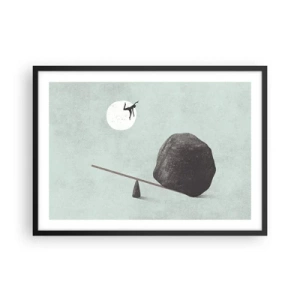 Affiche dans un cadre noir - Poster - Une scène symbolique avec une figure et un équilibre sur un ciel lumineux. - 70x50cm - Réalisation de ses rêves - Décoration murale moderne pour le salon et la chambre ARTTOR