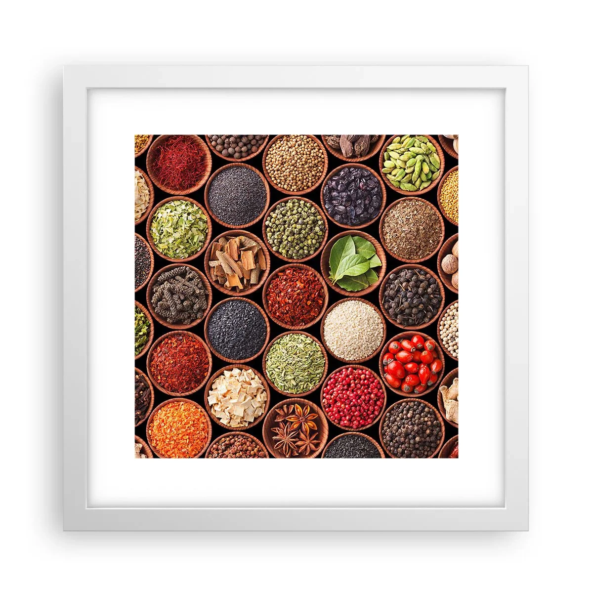 Affiche dans un cadre blanc - Poster - Toutes les saveurs du monde - 30x30 cm