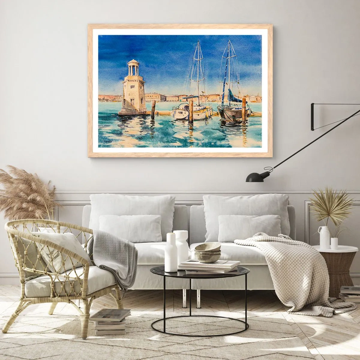 Affiche dans un chêne clair - Poster - Lagune ensoleillée - 40x30 cm