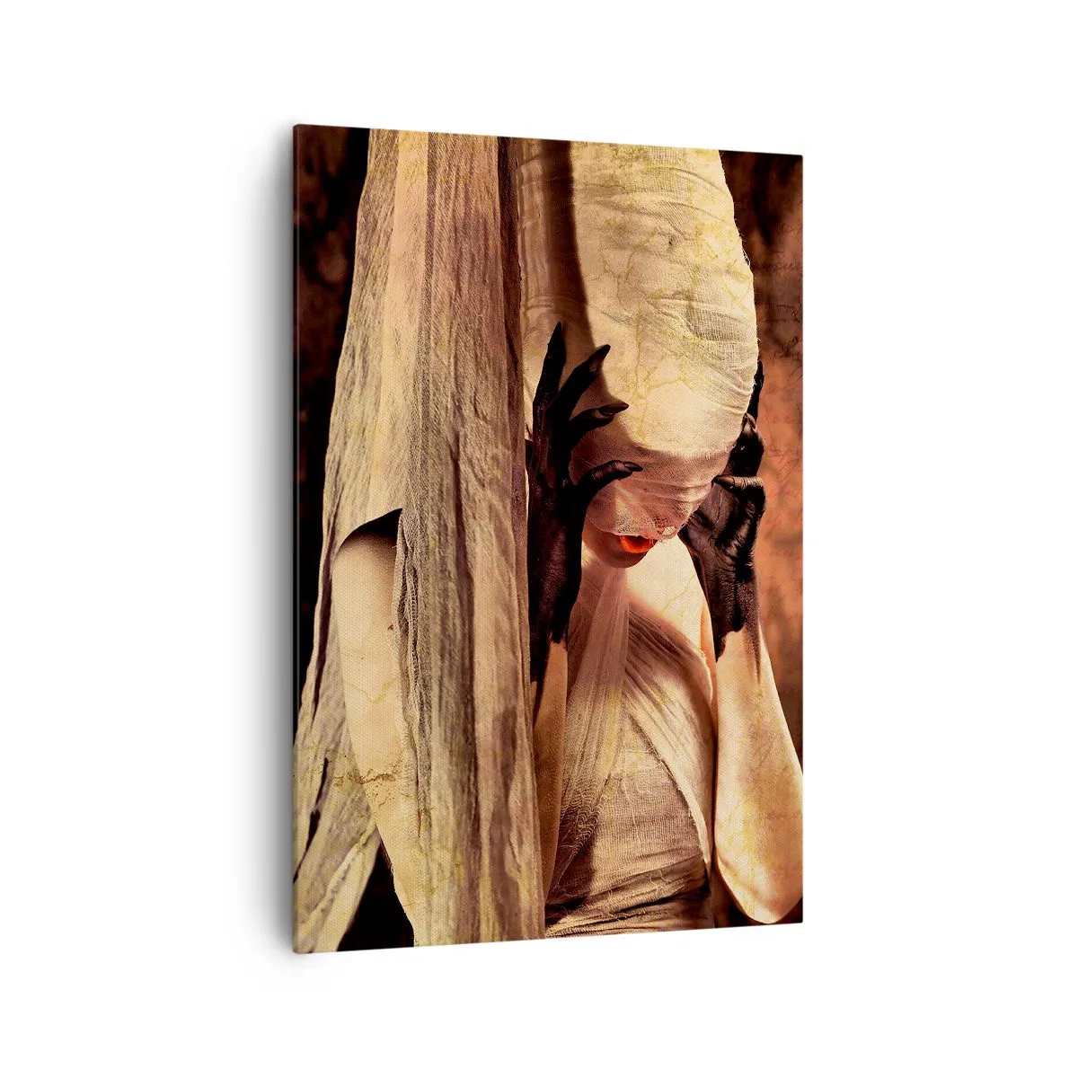 Impression sur toile - Image sur toile - Une femme voilée au style mystérieux sur un fond sombre - 70x100cm - Entre le bon et le mauvais - Décoration murale moderne pour le salon et la chambre ARTTOR