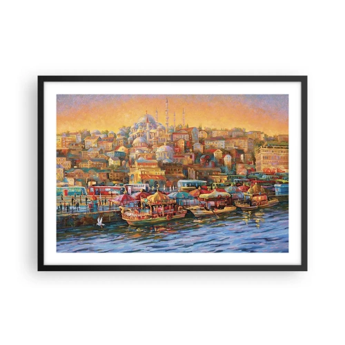 Affiche dans un cadre noir - Poster - Panorama pittoresque d'Istanbul avec vue sur la baie et la ville - 70x50cm - Conte d'Istanbul - Décoration murale moderne pour le salon et la chambre ARTTOR