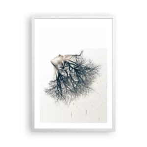 Affiche dans un cadre blanc - Poster - Écouter le murmure des arbres - 50x70 cm